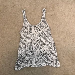 White and Gray Aztec Print Tank